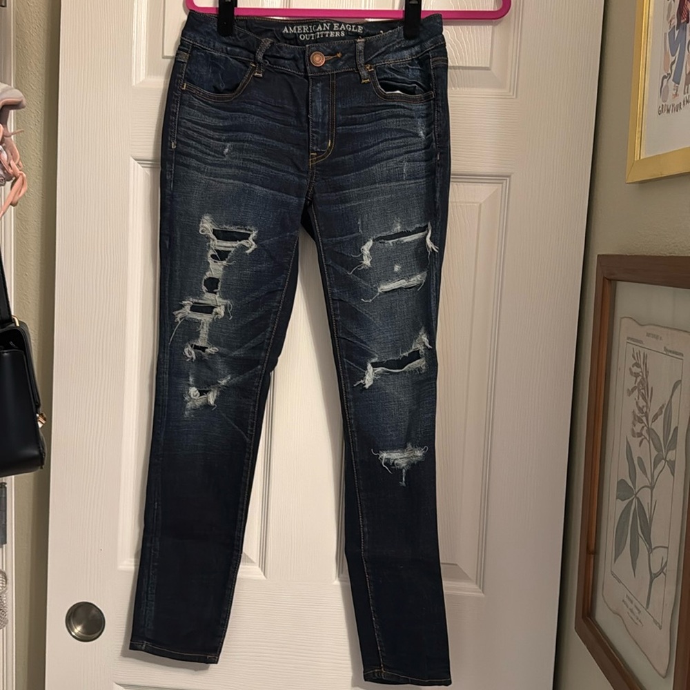 Blue denim flared jeans